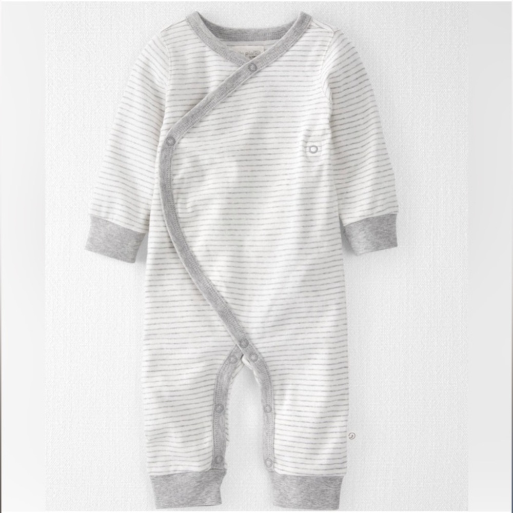 Kids-Baby Carter's LittlePlanet OrganicCotton Gray/white stripe onesie- 6 months
